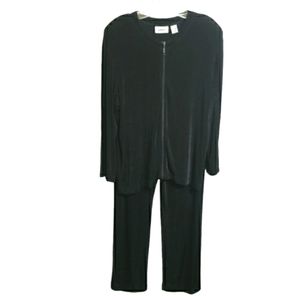 Chico's Travelers 2-Pc Black Zippered Top and Pants Set Women's Size Large